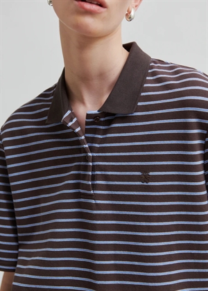 Verbie striped polo tee Chocolate Brown Second Female 